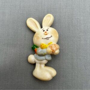 Vintage 1975 Hallmark Barnaby Bunny Brooch Easter Rabbit Pin Carrot Egg
